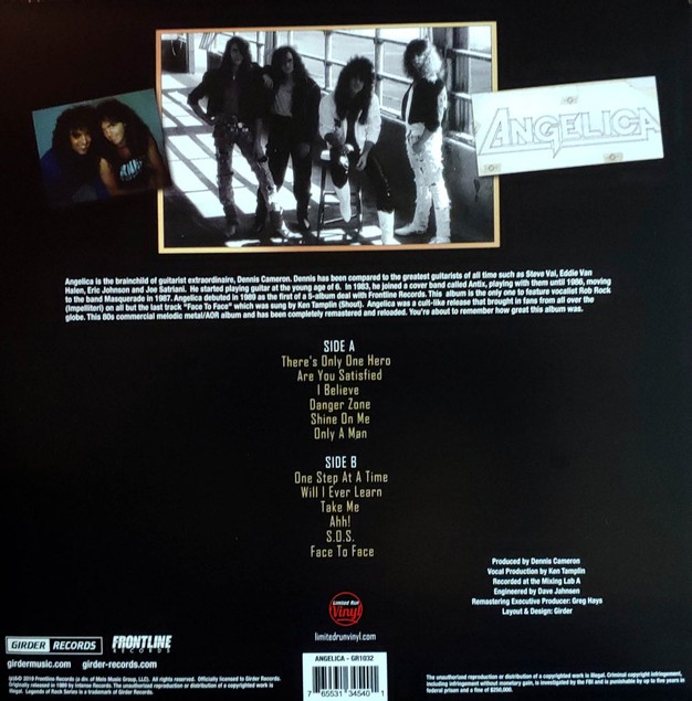 Angelica 1989 vinyl album cover back